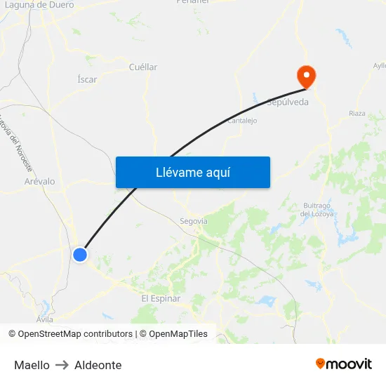 Maello to Aldeonte map
