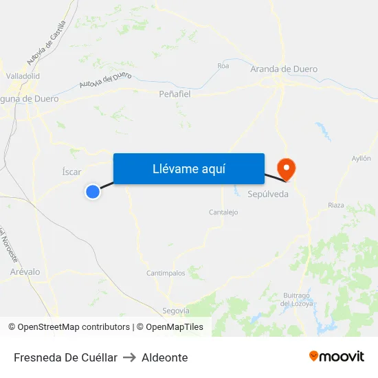 Fresneda De Cuéllar to Aldeonte map