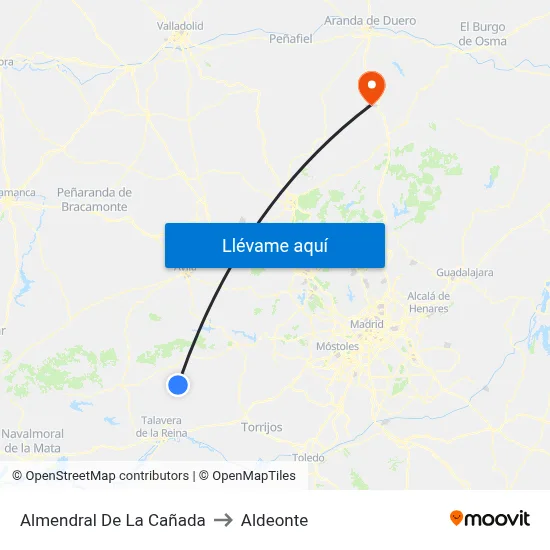 Almendral De La Cañada to Aldeonte map