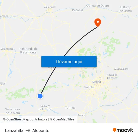 Lanzahíta to Aldeonte map
