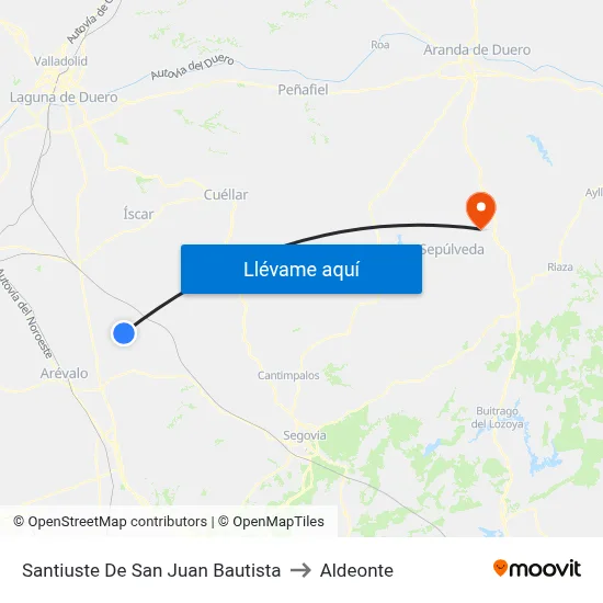 Santiuste De San Juan Bautista to Aldeonte map