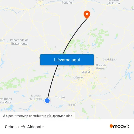 Cebolla to Aldeonte map