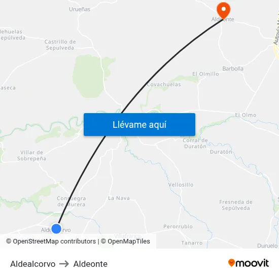 Aldealcorvo to Aldeonte map