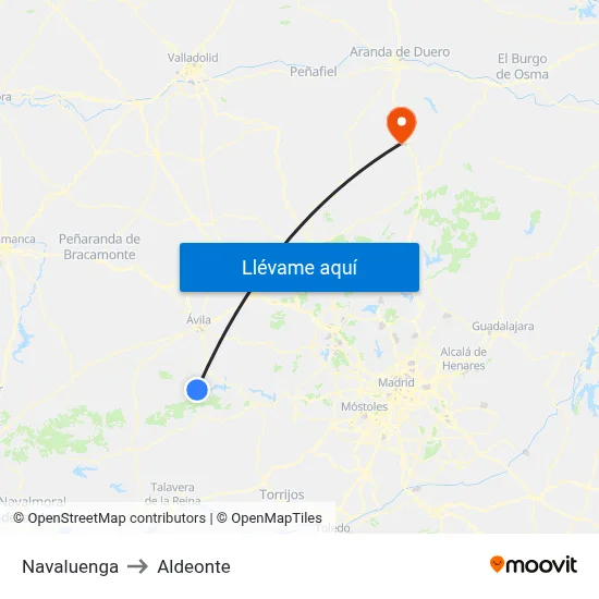 Navaluenga to Aldeonte map