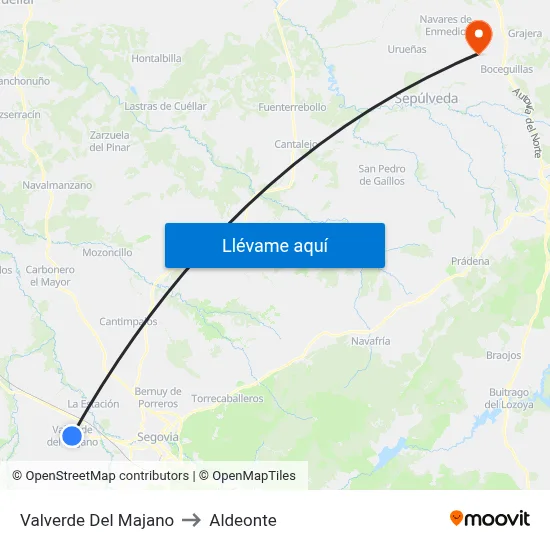 Valverde Del Majano to Aldeonte map