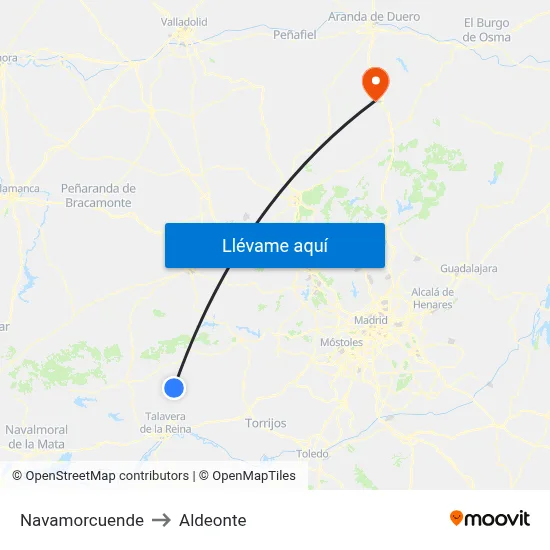 Navamorcuende to Aldeonte map