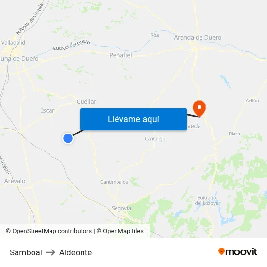 Samboal to Aldeonte map