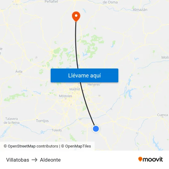 Villatobas to Aldeonte map