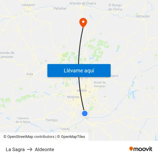La Sagra to Aldeonte map