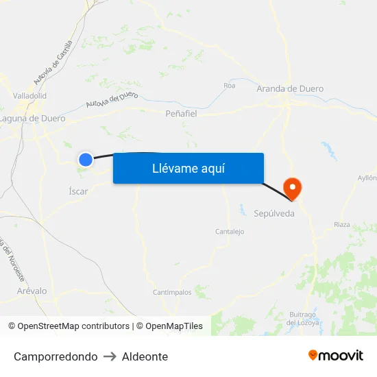 Camporredondo to Aldeonte map