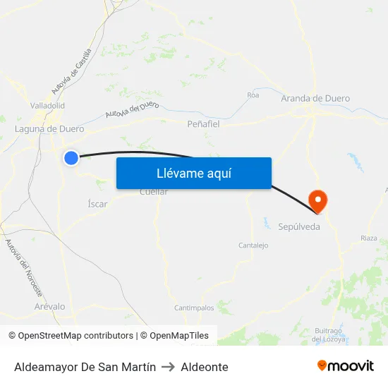 Aldeamayor De San Martín to Aldeonte map