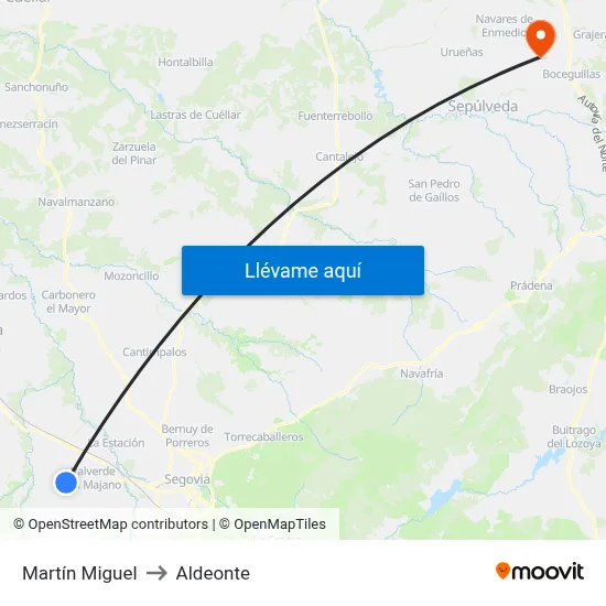Martín Miguel to Aldeonte map