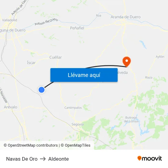 Navas De Oro to Aldeonte map