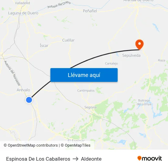 Espinosa De Los Caballeros to Aldeonte map