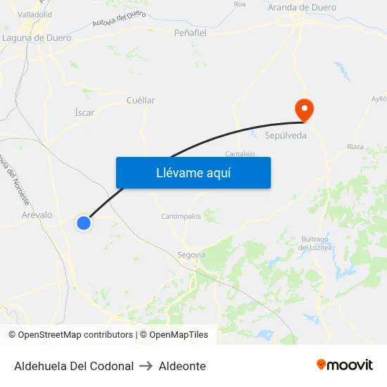 Aldehuela Del Codonal to Aldeonte map