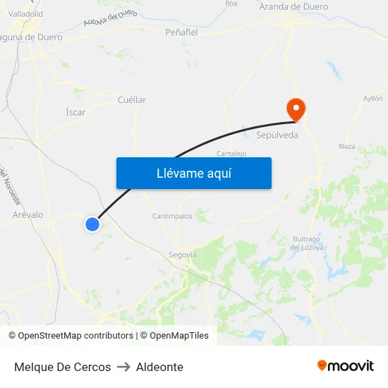 Melque De Cercos to Aldeonte map