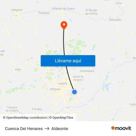Cuenca Del Henares to Aldeonte map