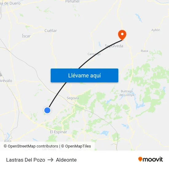 Lastras Del Pozo to Aldeonte map