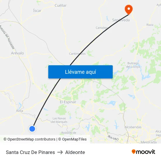Santa Cruz De Pinares to Aldeonte map