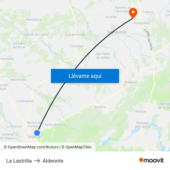La Lastrilla to Aldeonte map