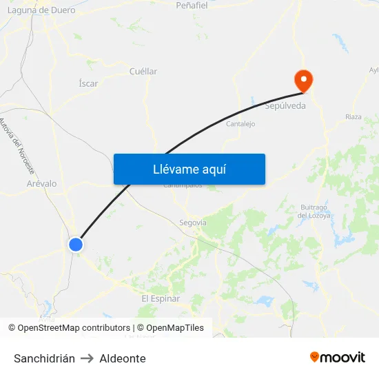 Sanchidrián to Aldeonte map