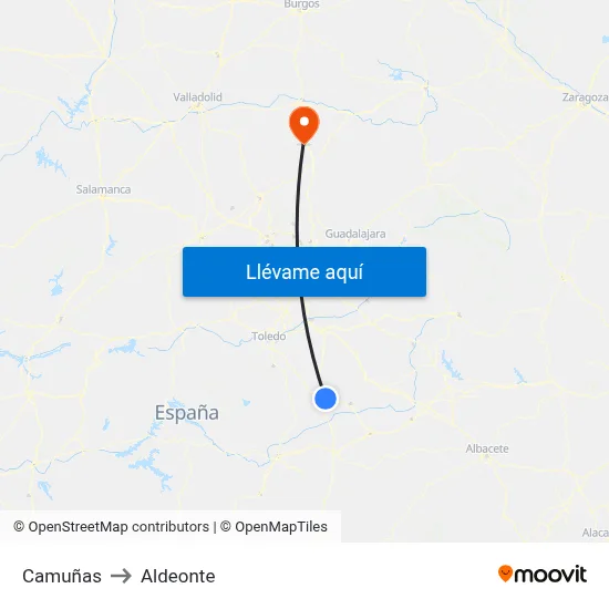 Camuñas to Aldeonte map