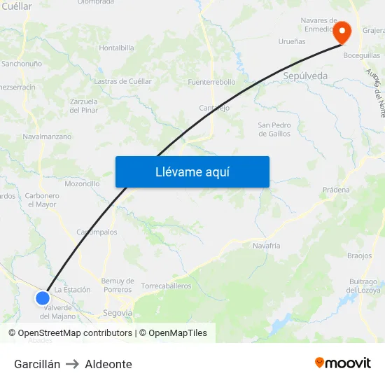 Garcillán to Aldeonte map