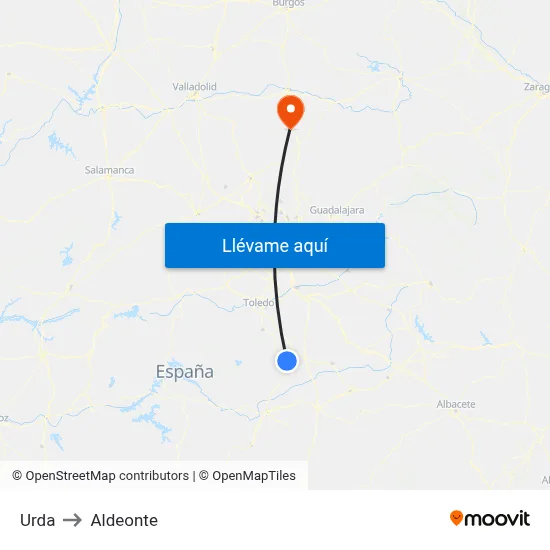 Urda to Aldeonte map
