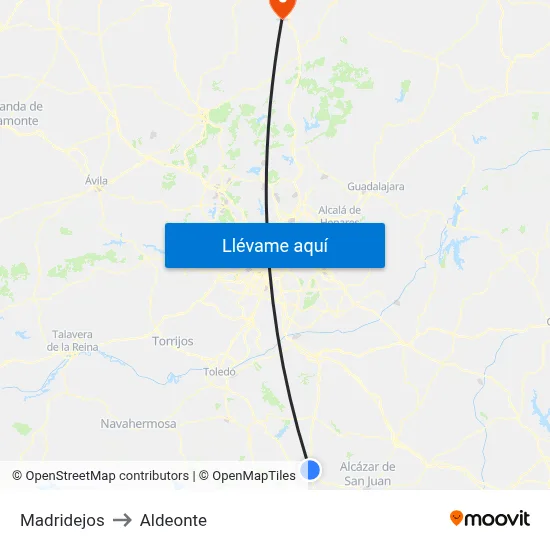 Madridejos to Aldeonte map