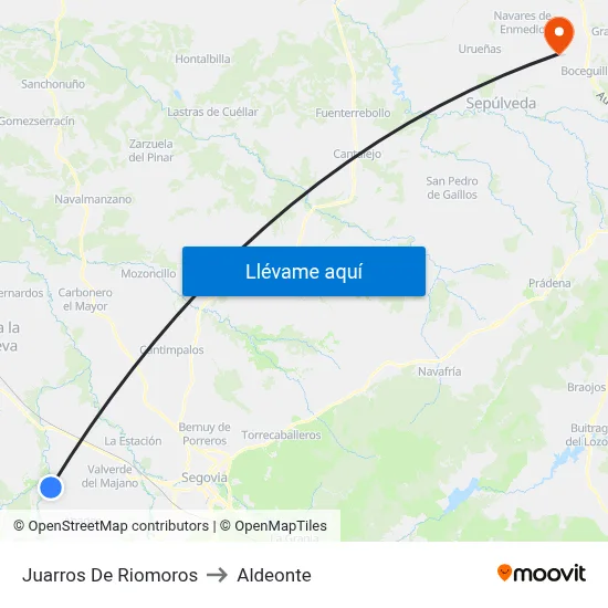 Juarros De Riomoros to Aldeonte map