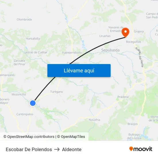 Escobar De Polendos to Aldeonte map