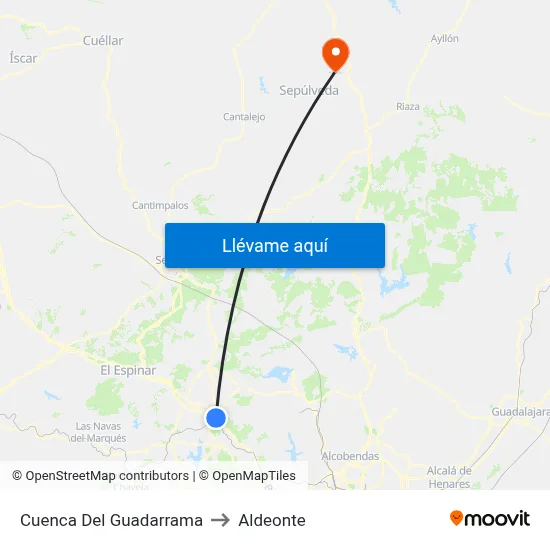 Cuenca Del Guadarrama to Aldeonte map