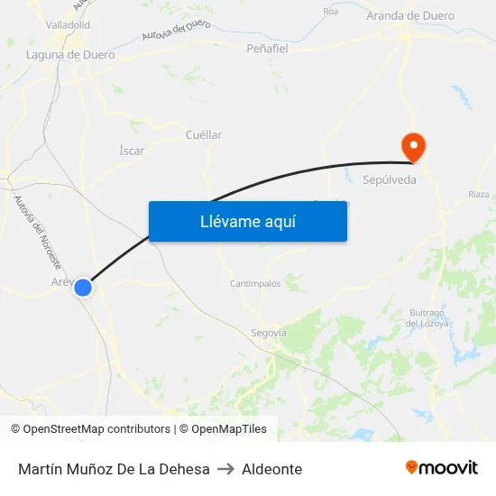 Martín Muñoz De La Dehesa to Aldeonte map