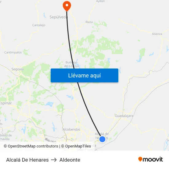 Alcalá De Henares to Aldeonte map