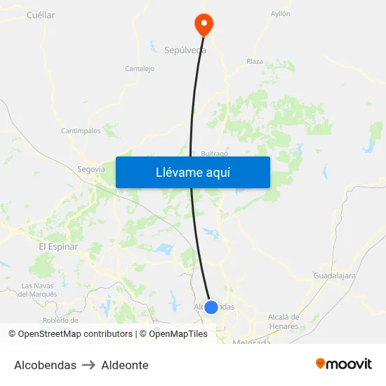 Alcobendas to Aldeonte map