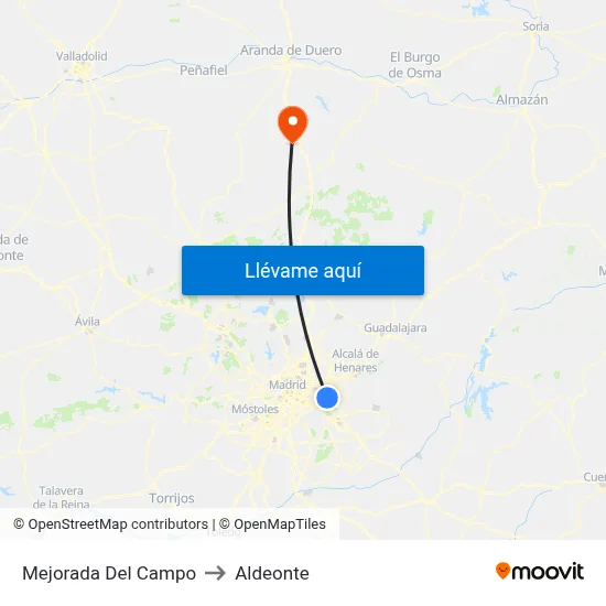 Mejorada Del Campo to Aldeonte map