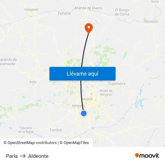 Parla to Aldeonte map