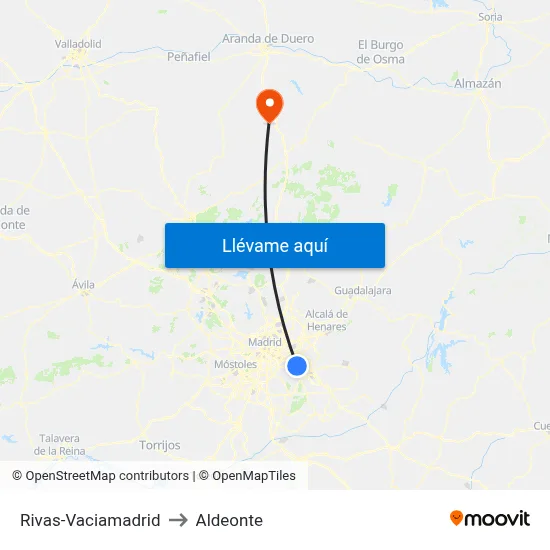 Rivas-Vaciamadrid to Aldeonte map