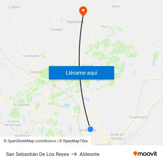 San Sebastián De Los Reyes to Aldeonte map