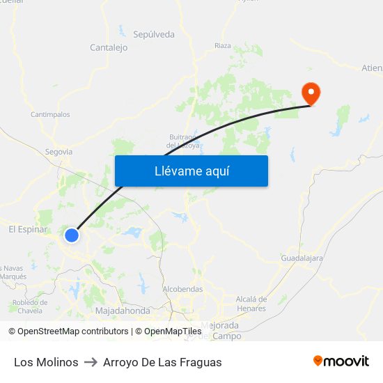 Los Molinos to Arroyo De Las Fraguas map