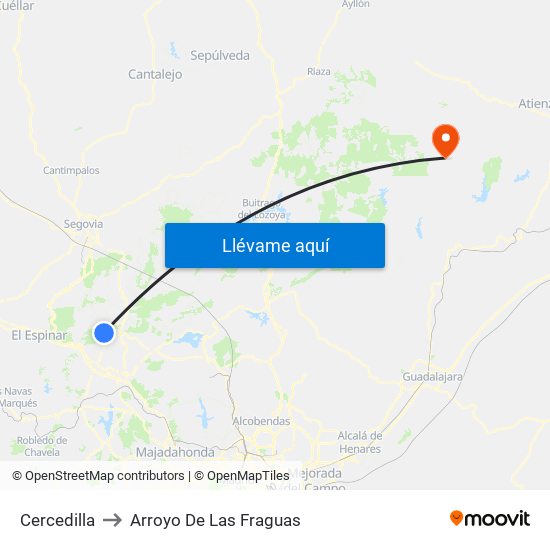 Cercedilla to Arroyo De Las Fraguas map