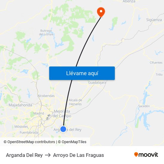 Arganda Del Rey to Arroyo De Las Fraguas map