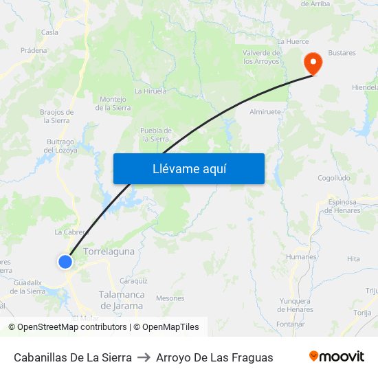 Cabanillas De La Sierra to Arroyo De Las Fraguas map