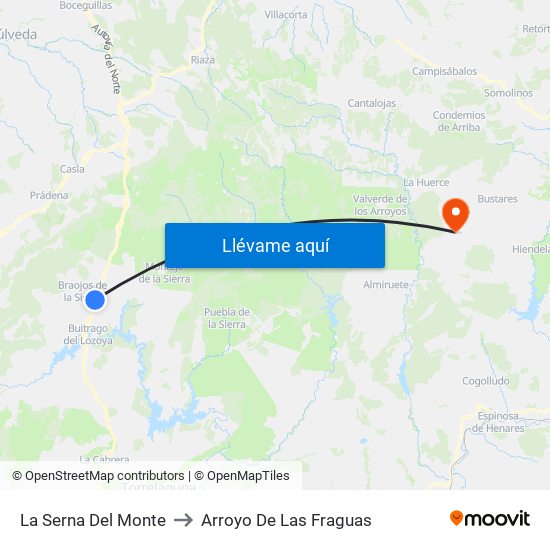 La Serna Del Monte to Arroyo De Las Fraguas map