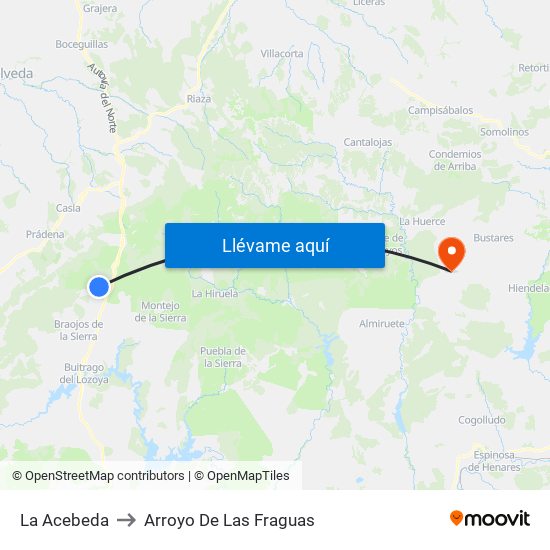 La Acebeda to Arroyo De Las Fraguas map