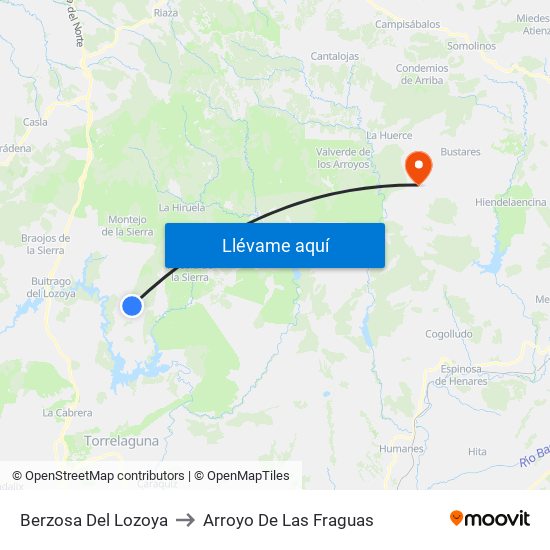 Berzosa Del Lozoya to Arroyo De Las Fraguas map