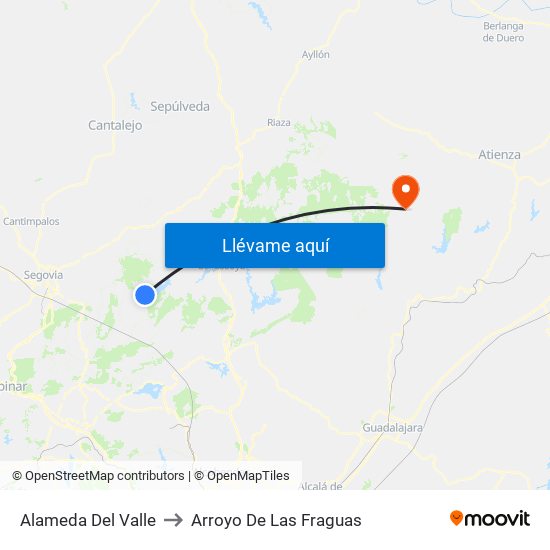 Alameda Del Valle to Arroyo De Las Fraguas map