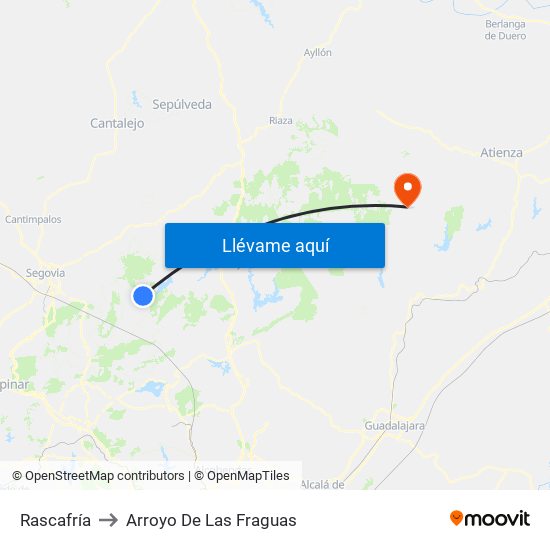 Rascafría to Arroyo De Las Fraguas map