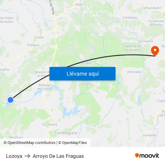 Lozoya to Arroyo De Las Fraguas map