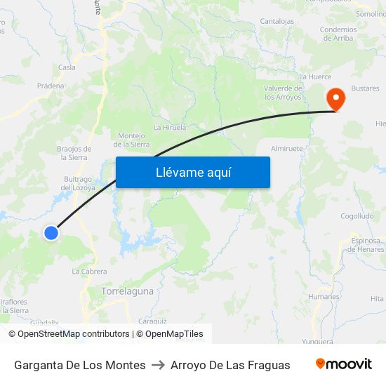 Garganta De Los Montes to Arroyo De Las Fraguas map
